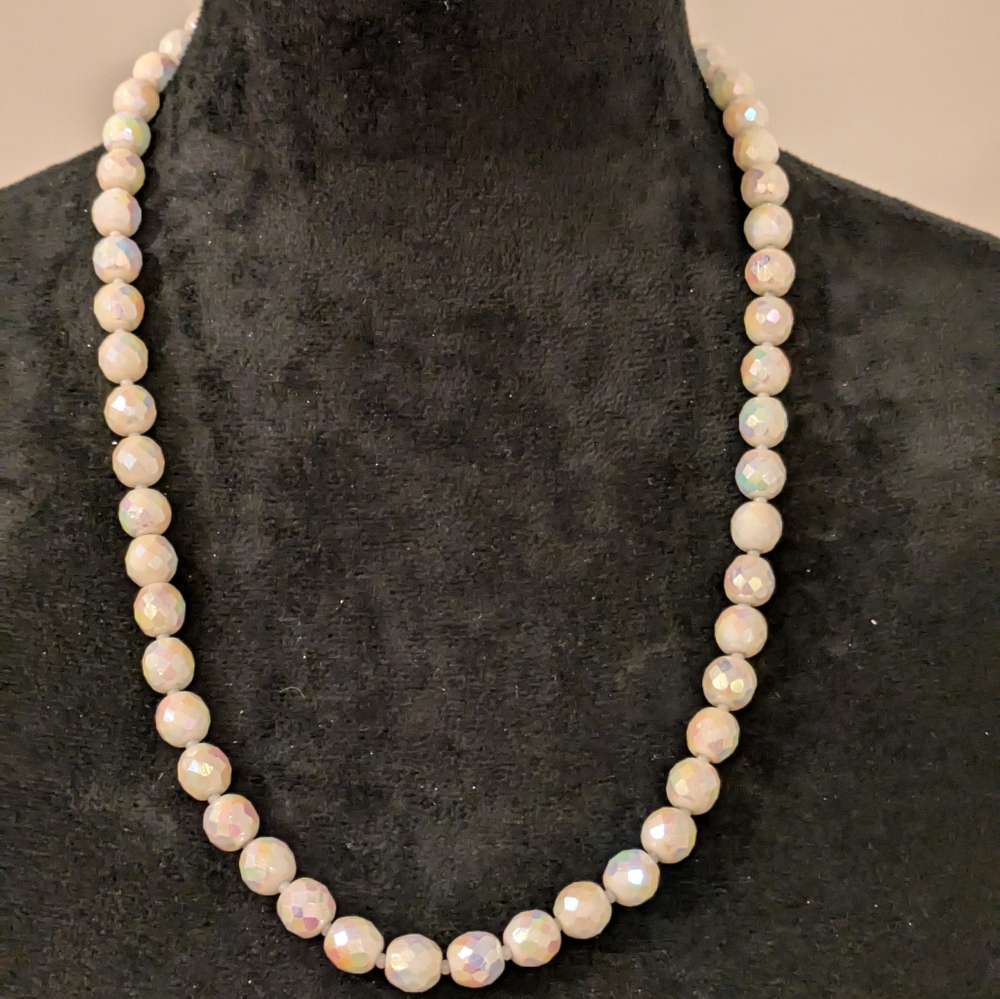 Vintage Carnival Glass Beaded Vintage Necklace